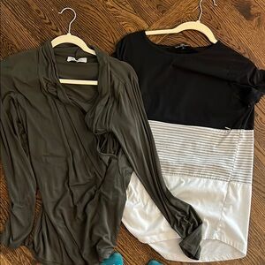 Nursing Queen Asymmetrical Green and Black Blouse Relaxed Fit